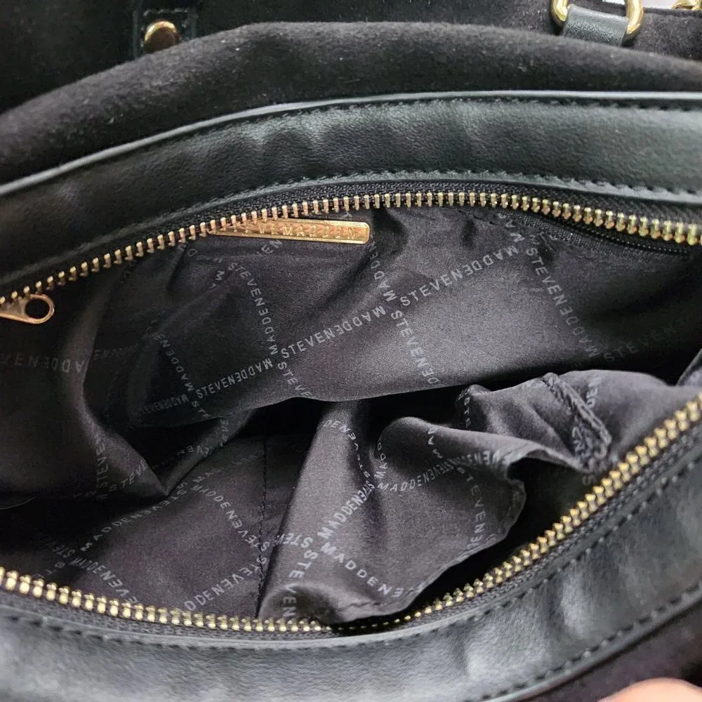 Steve Madden Bjeanne Black Faux Leather Tote Bag